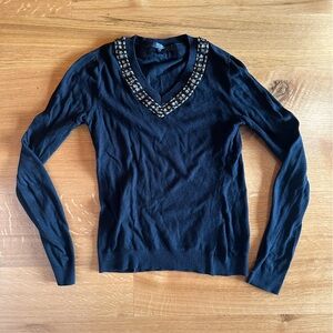 BCBG Black Sweater with Silver Embellishments